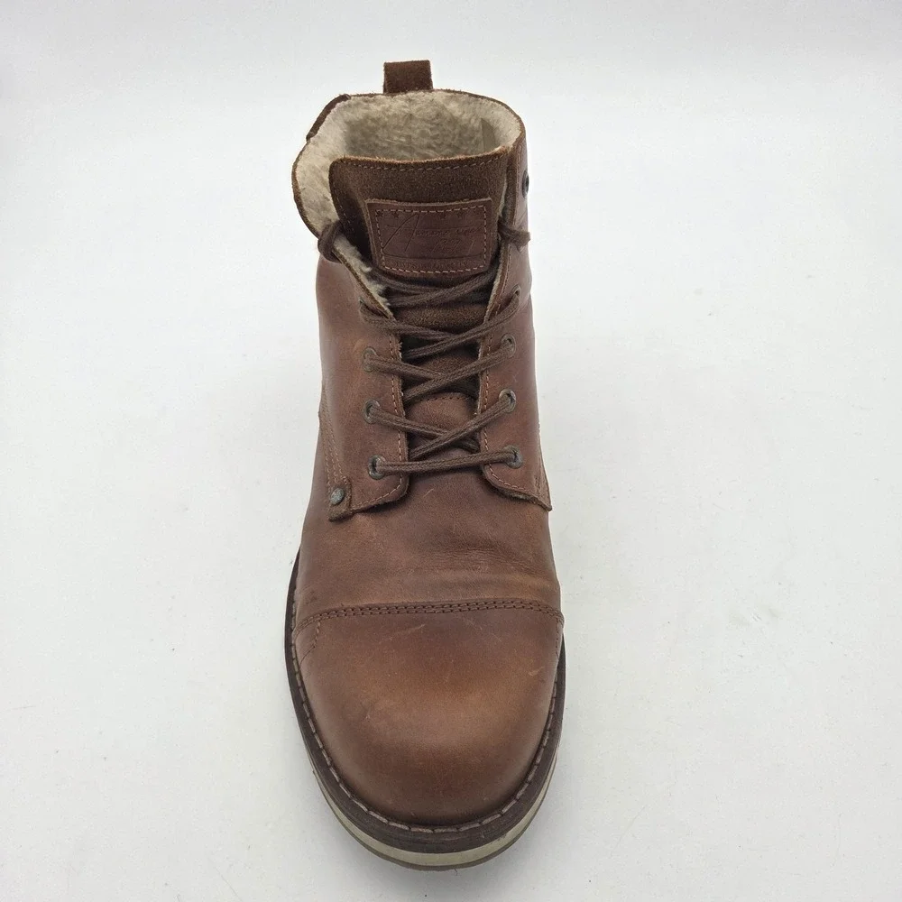 Bull Boxer Gelos Boots Mens Sz 12 Brown Leather Sherpa lining Chukka Military